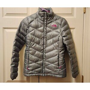Women The North Face Gray Pink 550 Down Puffer Winter Coat Size S